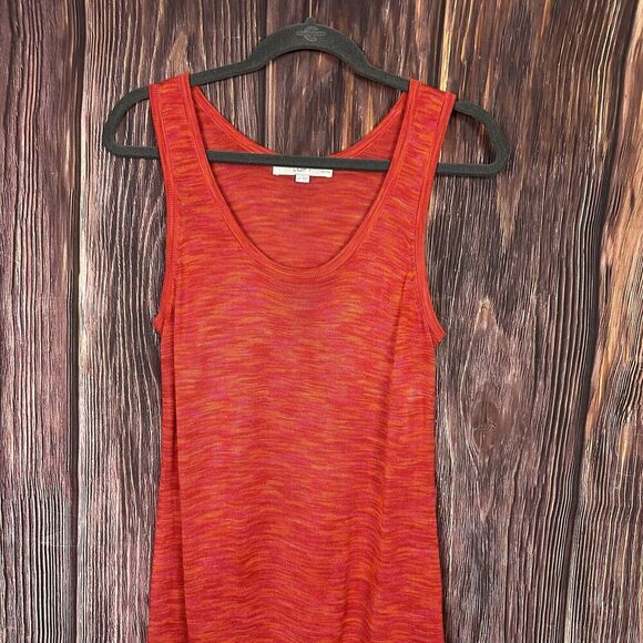 LOFT Sweater Knit Maxi Dress Sleeveless Orange Red Size Large Petite LP - Picture 6 of 7